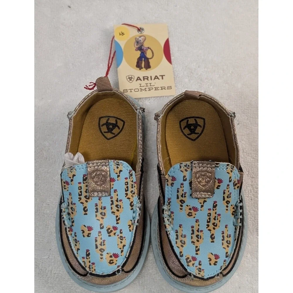 Ariat Lil' Stompers Piper Cruiser Moccasin Slip-On Shoe Leopard Cactus Toddler 4